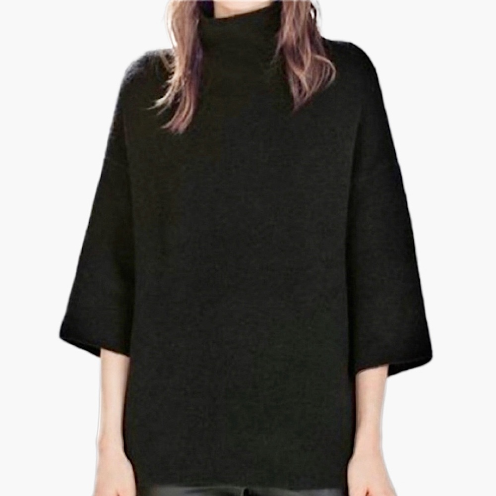 Womens Zara Knit, Italian Yarn, funnel neck, 3/4 sleeve, Oversize Made in Turkey